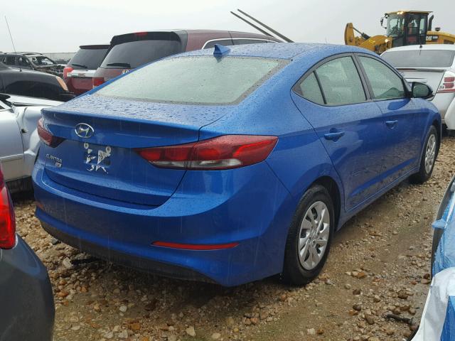 KMHD74LF1HU072832 - 2017 HYUNDAI ELANTRA SE BLUE photo 4