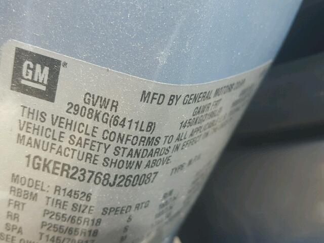 1GKER23768J260087 - 2008 GMC ACADIA SLT 灰色 照片 10