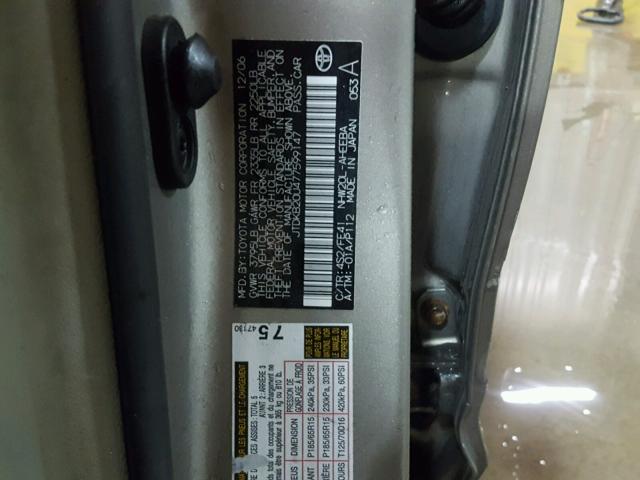 JTDKB20U477599147 - 2007 TOYOTA PRIUS GOLD photo 10