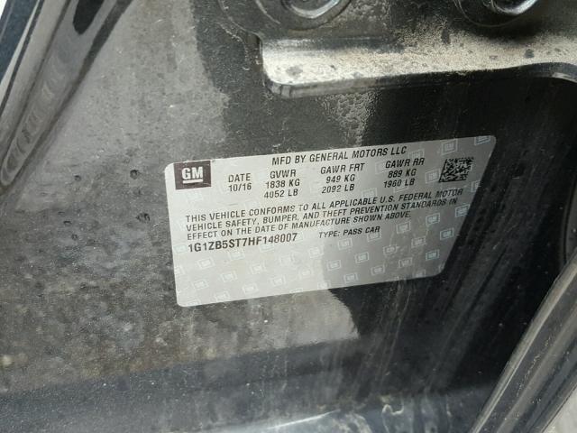 1G1ZB5ST7HF148007 - 2017 CHEVROLET MALIBU LS 灰色 照片 10