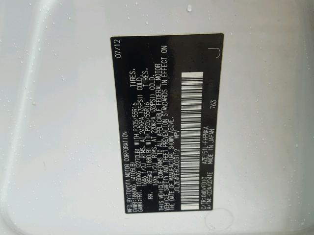 JTLZE4FE6CJ023112 - 2012 TOYOTA SCION XB WHITE photo 10