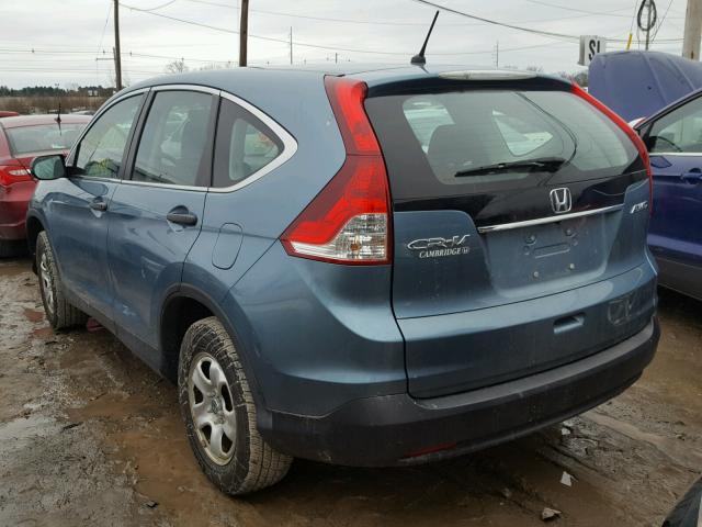 2HKRM4H39EH697714 - 2014 HONDA CR-V LX TEAL photo 3