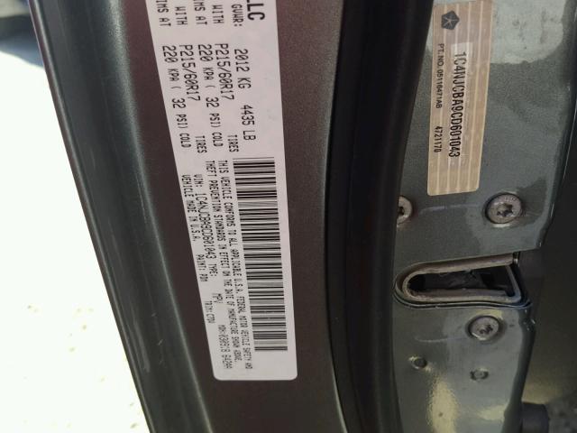 1C4NJCBA9CD601043 - 2012 JEEP COMPASS SP CHARCOAL photo 10