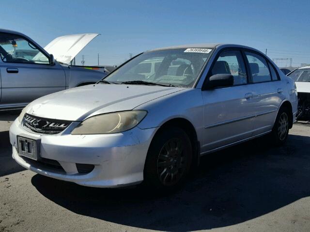 2HGES165X5H525449 - 2005 HONDA CIVIC LX SILVER photo 2