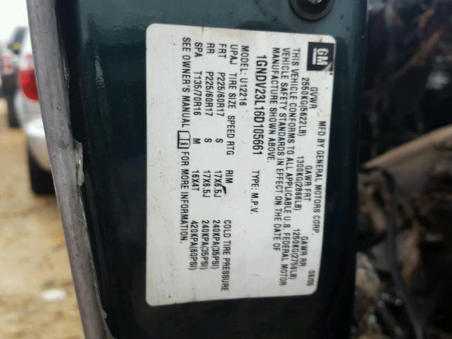 1GNDV23L16D105661 - 2006 CHEVROLET UPLANDER L GREEN photo 10