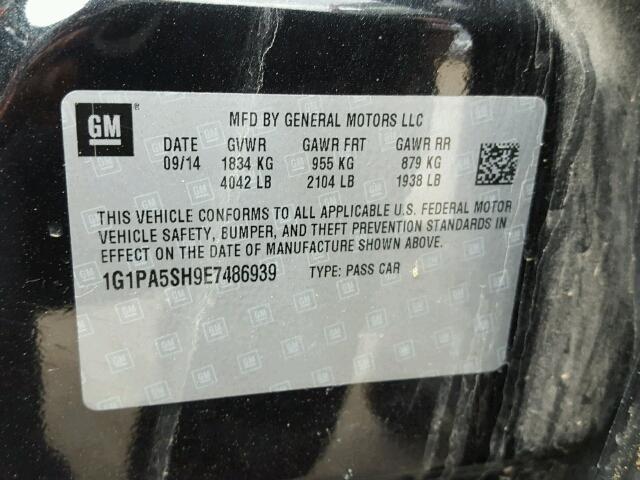 1G1PA5SH9E7486939 - 2014 CHEVROLET CRUZE LS BLACK photo 10