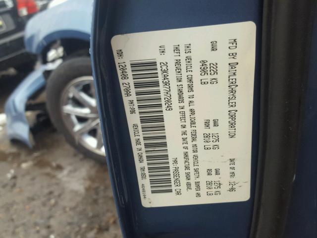 2C3KA43R77H720249 - 2007 CHRYSLER 300 BLUE photo 10