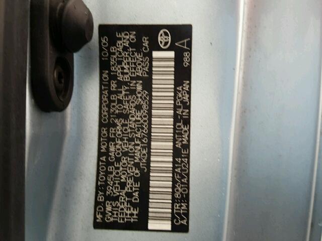 JTKDE167660098529 - 2006 TOYOTA SCION TC 蓝色 照片 10