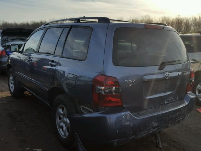 JTEGD21A950113163 - 2005 TOYOTA HIGHLANDER BLUE photo 3