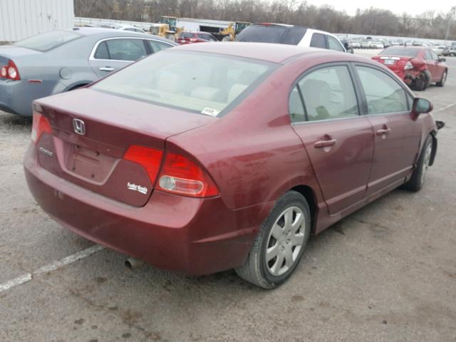 2HGFA16568H529610 - 2008 HONDA CIVIC LX RED photo 4