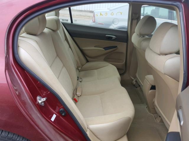 2HGFA16568H529610 - 2008 HONDA CIVIC LX RED photo 6