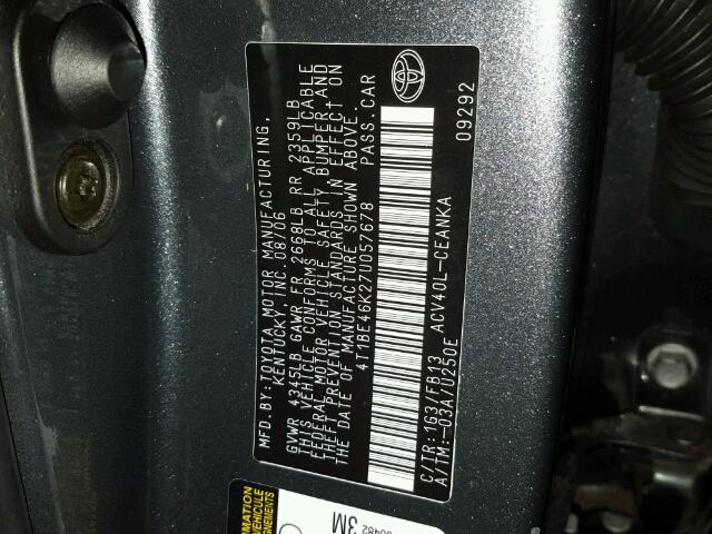 4T1BE46K27U057678 - 2007 TOYOTA CAMRY NEW GRAY photo 10