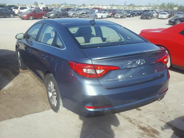 5NPE24AF4GH357639 - 2016 HYUNDAI SONATA SE BLUE photo 3