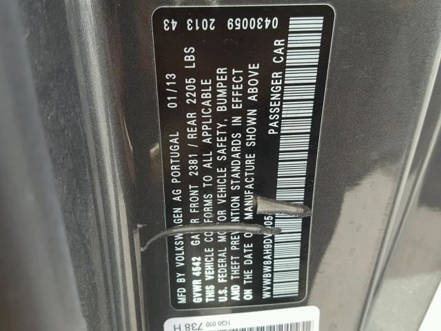 WVWBW8AH9DV005474 - 2013 VOLKSWAGEN EOS KOMFOR 灰色 照片 10