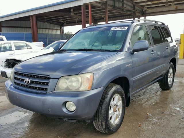 JTEHF21A120075292 - 2002 TOYOTA HIGHLANDER BLUE photo 2