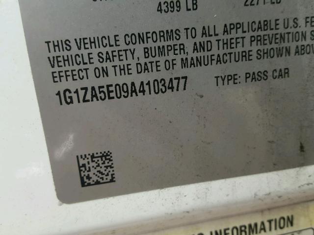 1G1ZA5E09A4103477 - 2010 CHEVROLET MALIBU LS 白色 照片 10