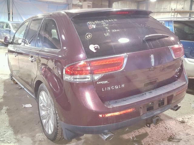 2LMDJ6JK3BBJ07966 - 2011 LINCOLN MKX BURGUNDY photo 3