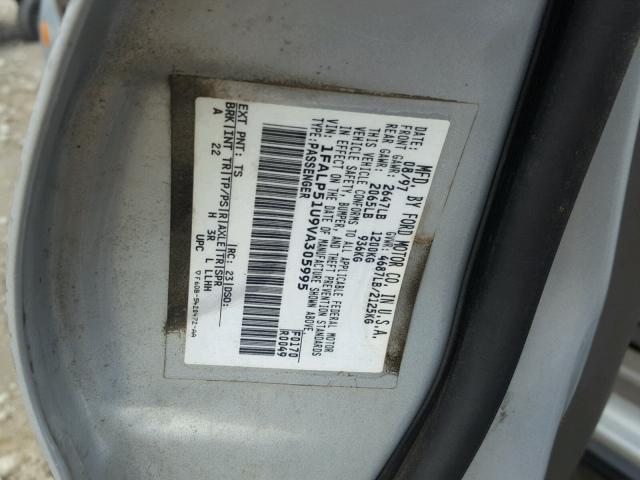 1FALP51U9VA305995 - 1997 FORD TAURUS G SILVER photo 10