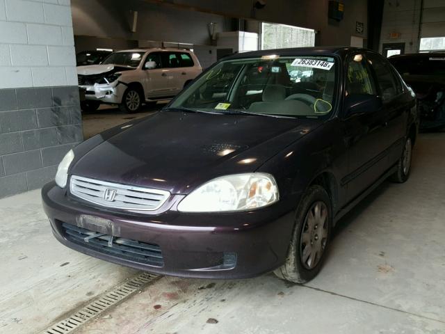 1HGEJ667XYL001811 - 2000 HONDA CIVIC LX MAROON photo 2