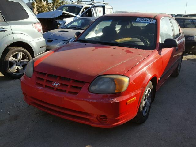 KMHCF35C14U310930 - 2004 HYUNDAI ACCENT L RED photo 2