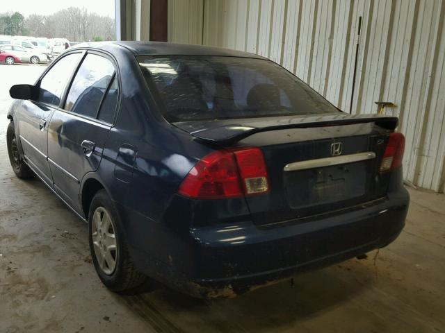 2HGES16563H581949 - 2003 HONDA CIVIC LX BLUE photo 3