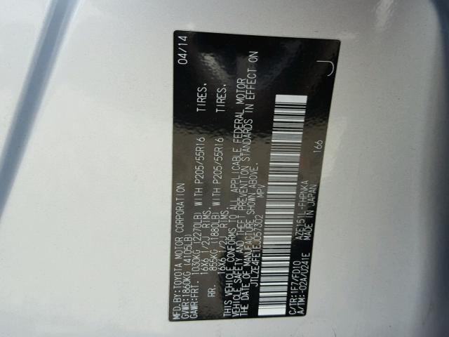 JTLZE4FE1EJ057302 - 2014 TOYOTA SCION XB 银色 照片 10