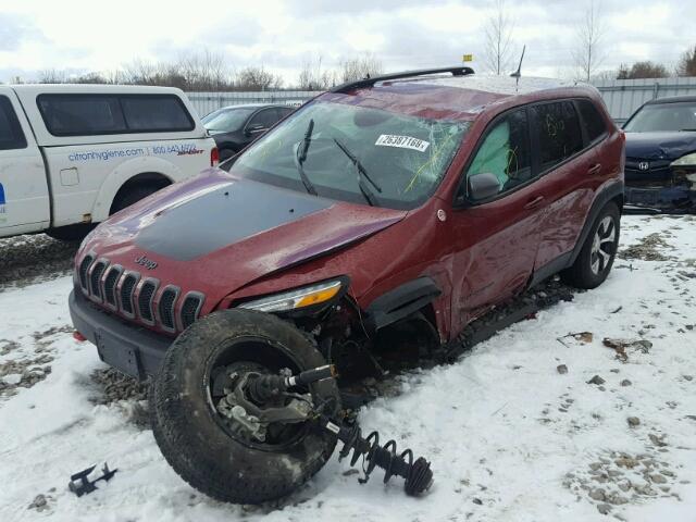 1C4PJMBS3HW648474 - 2017 JEEP CHEROKEE T RED photo 2