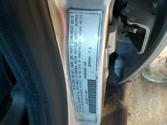 WAUAC68D71A115077 - 2001 AUDI A4 1.8T SILVER photo 10