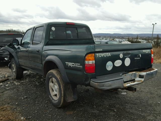 5TEHN72N02Z054276 - 2002 TOYOTA TACOMA DOU GREEN photo 3