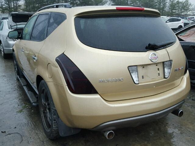 JN8AZ08W24W302707 - 2004 NISSAN MURANO SL GOLD photo 3