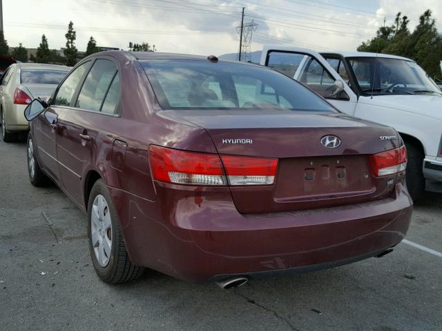 5NPET46F98H357305 - 2008 HYUNDAI SONATA GLS MAROON photo 3