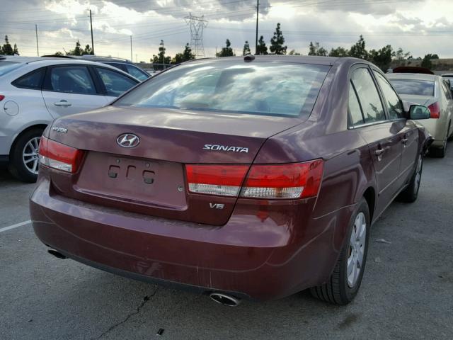 5NPET46F98H357305 - 2008 HYUNDAI SONATA GLS MAROON photo 4