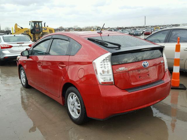 JTDKN3DU2A5180269 - 2010 TOYOTA PRIUS RED photo 3