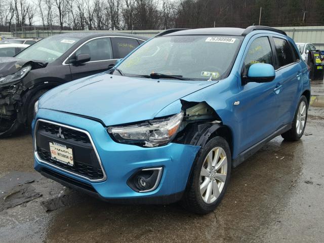 4A4AR4AU0DE007857 - 2013 MITSUBISHI OUTLANDER BLUE photo 2