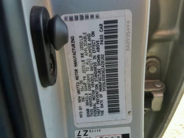 5Y2SL65836Z428182 - 2006 PONTIAC VIBE SILVER photo 10