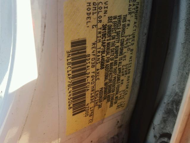 3N1BC1AP7BL445068 - 2011 NISSAN VERSA S WHITE photo 10