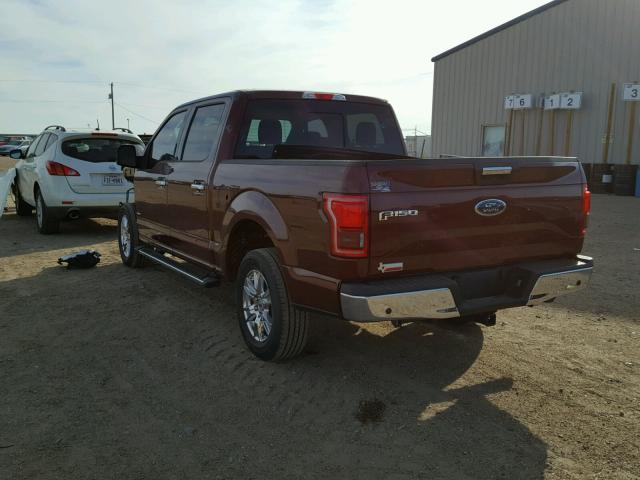 1FTEW1CG0HKE12387 - 2017 FORD F150 SUPER MAROON photo 3