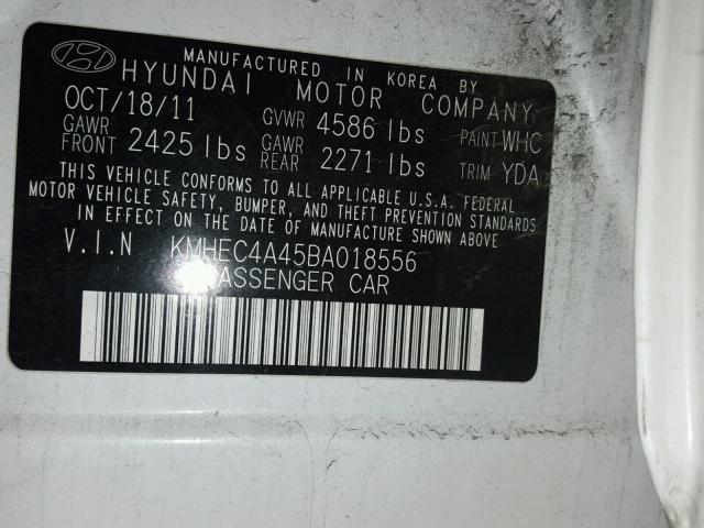 KMHEC4A45BA018556 - 2011 HYUNDAI SONATA HYB WHITE photo 10