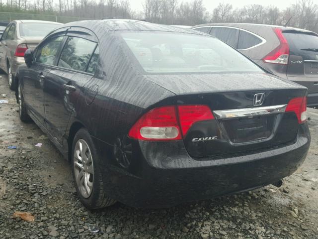 2HGFA16599H301148 - 2009 HONDA CIVIC LX BLACK photo 3