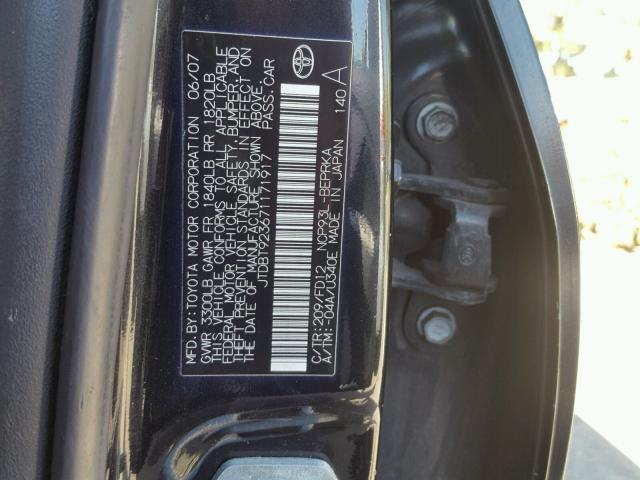 JTDBT923671171917 - 2007 TOYOTA YARIS BLACK photo 10