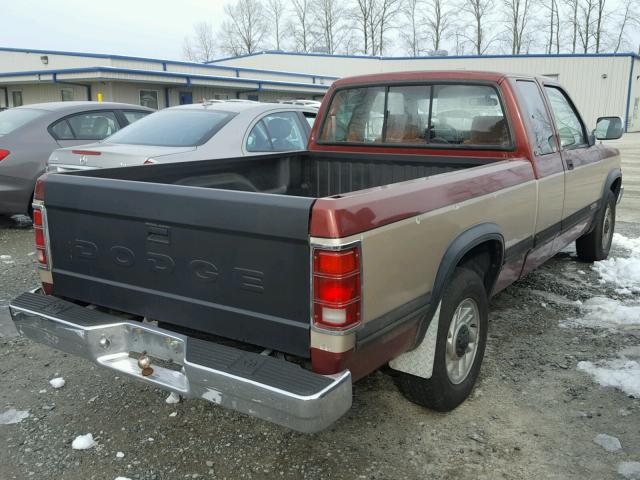 1B7GL23YXPS141580 - 1993 DODGE DAKOTA BURGUNDY photo 4