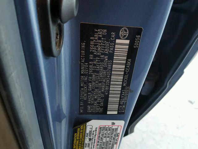 4T1BF32K54U578855 - 2004 TOYOTA CAMRY LE BLUE photo 10