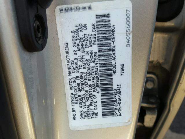 4T1BE32K83U747929 - 2003 TOYOTA CAMRY LE SILVER photo 10