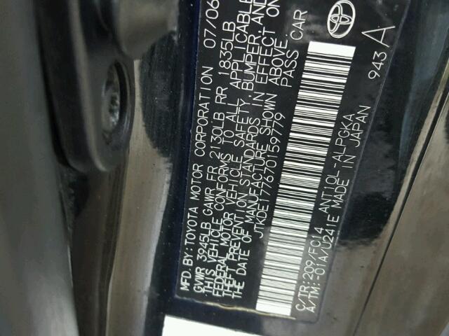 JTKDE177670159779 - 2007 TOYOTA SCION TC 黑色 照片 10