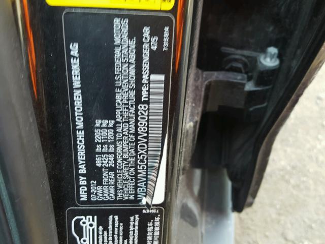 WBAVM5C5XDVV89028 - 2013 BMW X1 XDRIVE3 BLACK photo 10