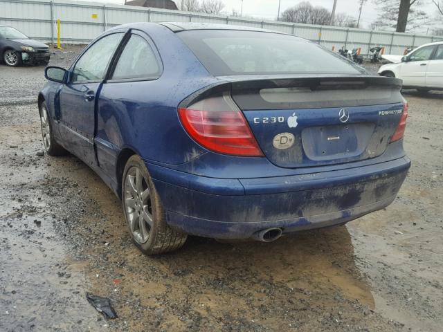 WDBRN47J42A344814 - 2002 MERCEDES-BENZ C 230K SPO BLUE photo 3