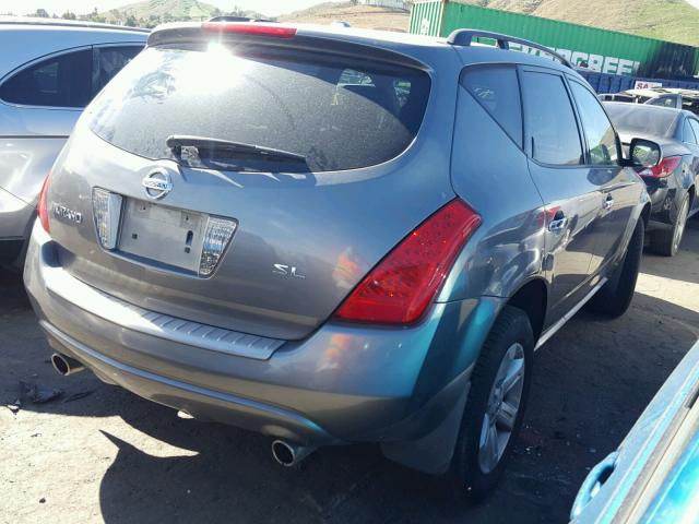 JN8AZ08T76W430322 - 2006 NISSAN MURANO SL GRAY photo 4