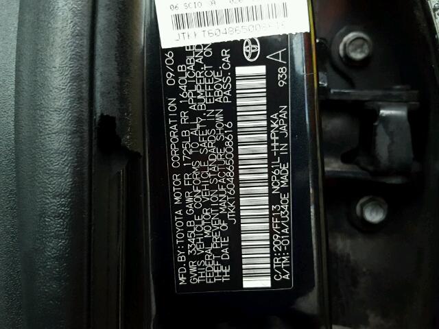 JTKKT604865008616 - 2006 TOYOTA SCION XA BLACK photo 10