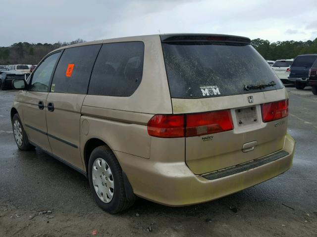 2HKRL185X1H526810 - 2001 HONDA ODYSSEY LX GOLD photo 3