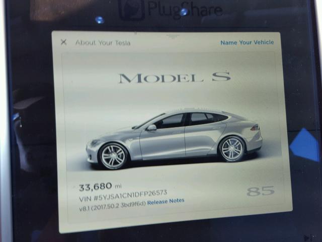 5YJSA1CN1DFP26573 - 2013 TESLA MODEL S GRAY photo 8